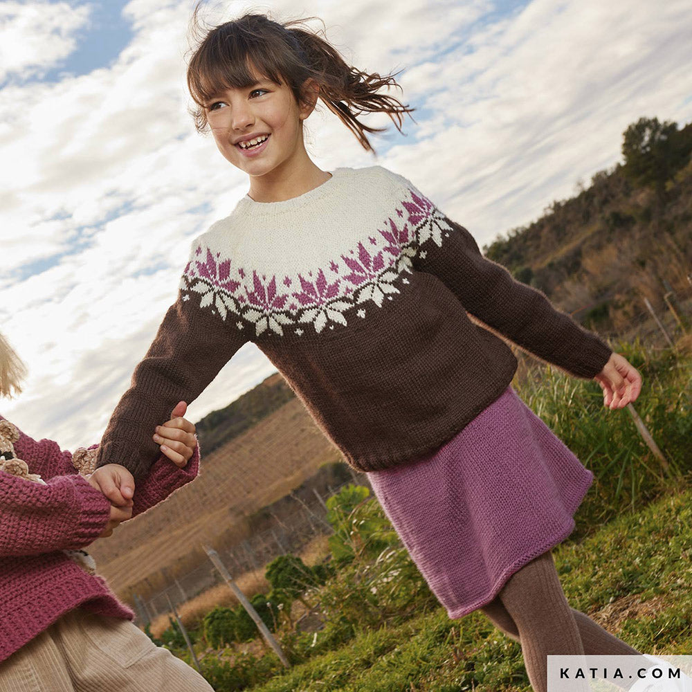 Patroon breien haken kinderen rok herfst winter katia — gemaakt met Katia Basic Merino