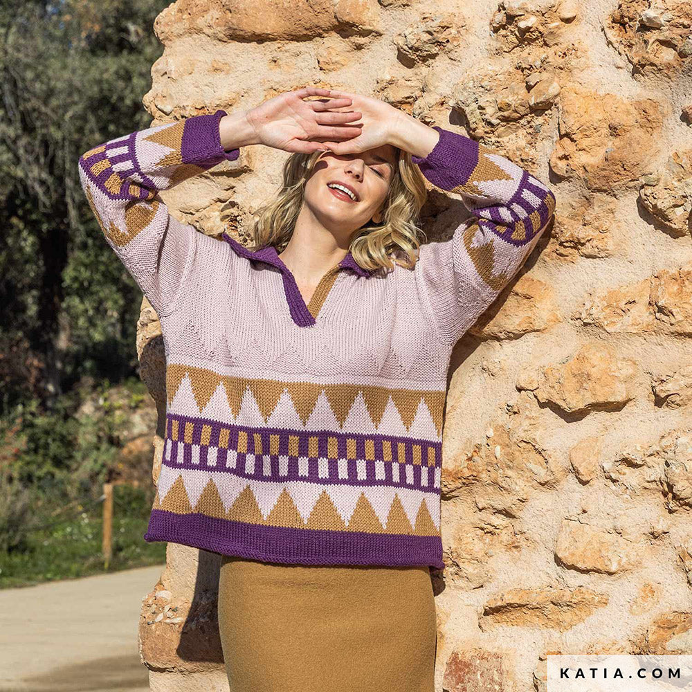 Patroon breien haken dames trui herfst winter katia — gemaakt met Katia Basic Merino (10)