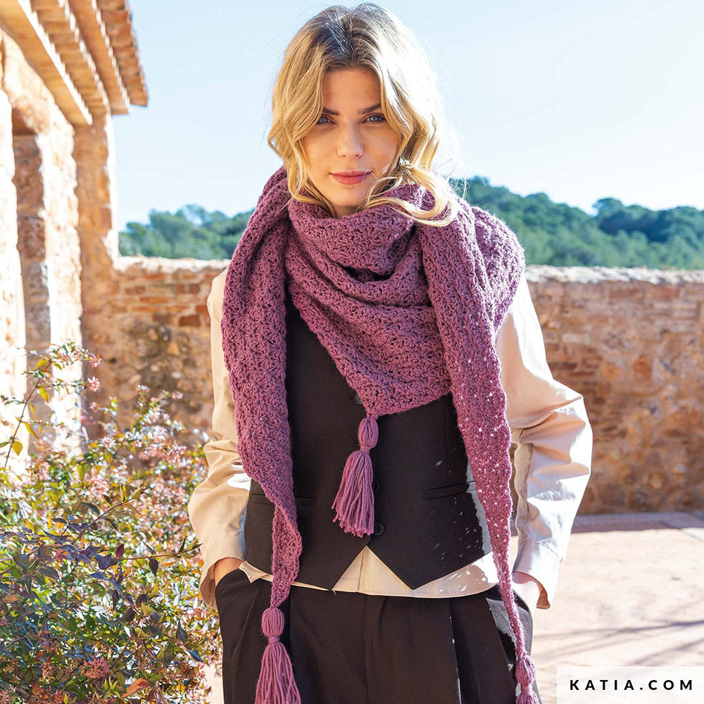 Patroon breien haken dames stola herfst winter katia — gemaakt met Katia Basic Merino (5)