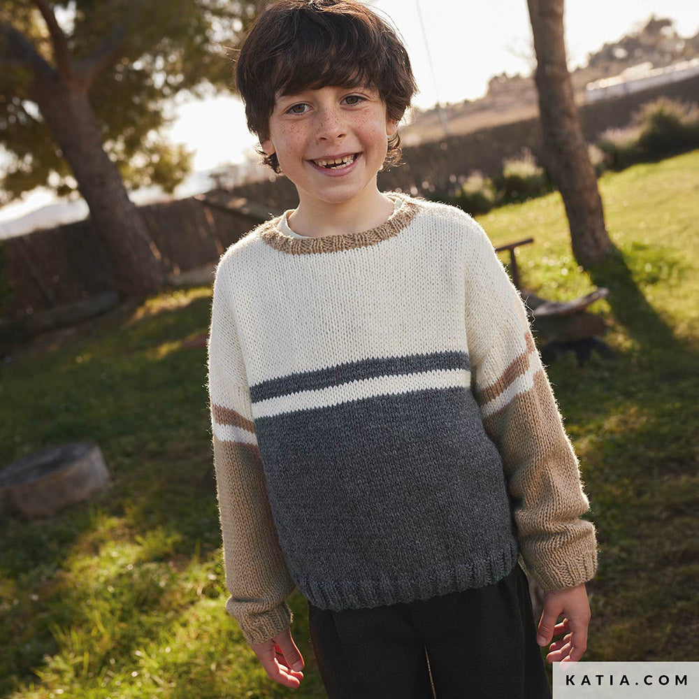 Patroon breien haken kinderen trui herfst winter katia — gemaakt met Katia Basic Merino (7)