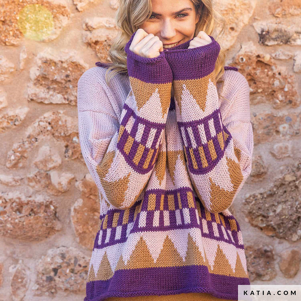 Patroon breien haken dames trui herfst winter katia — gemaakt met Katia Basic Merino 088 (13)