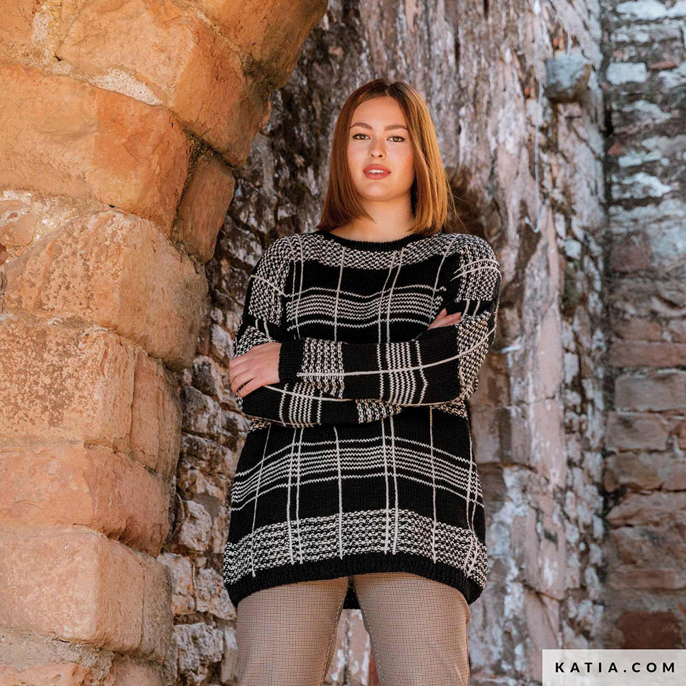Patroon breien haken dames trui herfst winter katia — gemaakt met Katia Basic Merino 088 (16)