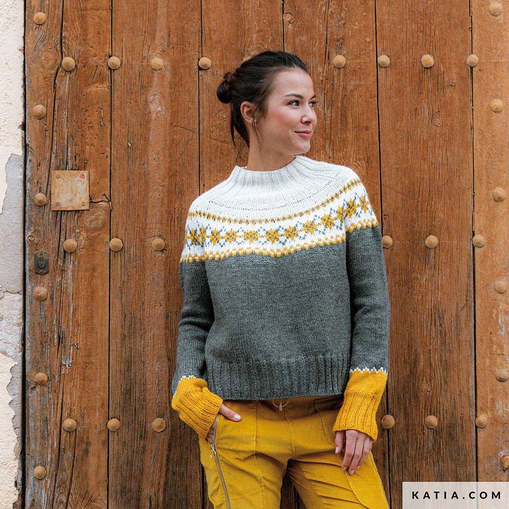 Patroon breien haken dames trui herfst winter katia — gemaakt met Katia Basic Merino 088 (8)