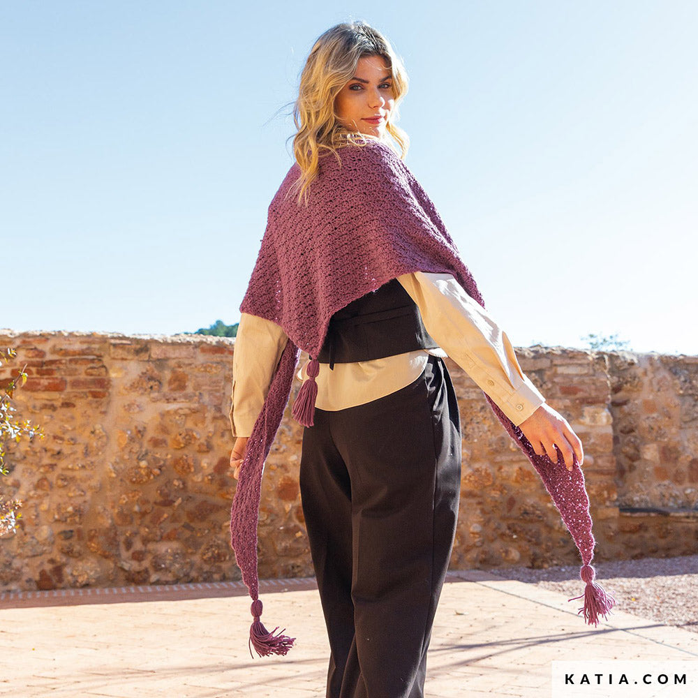 Patroon breien haken dames stola herfst winter katia — gemaakt met Katia Basic Merino 088 (2)
