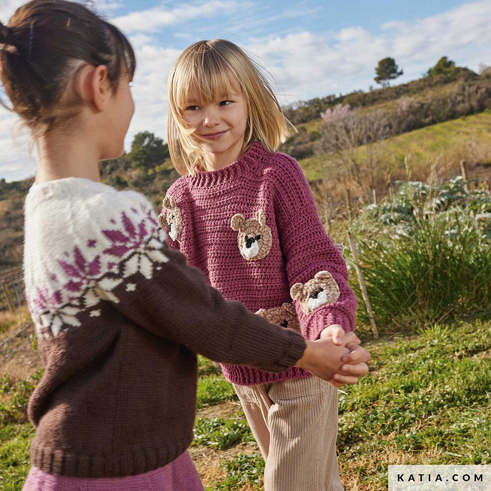 Patroon breien haken kinderen trui herfst winter katia — gemaakt met Katia Basic Merino 088 (3)