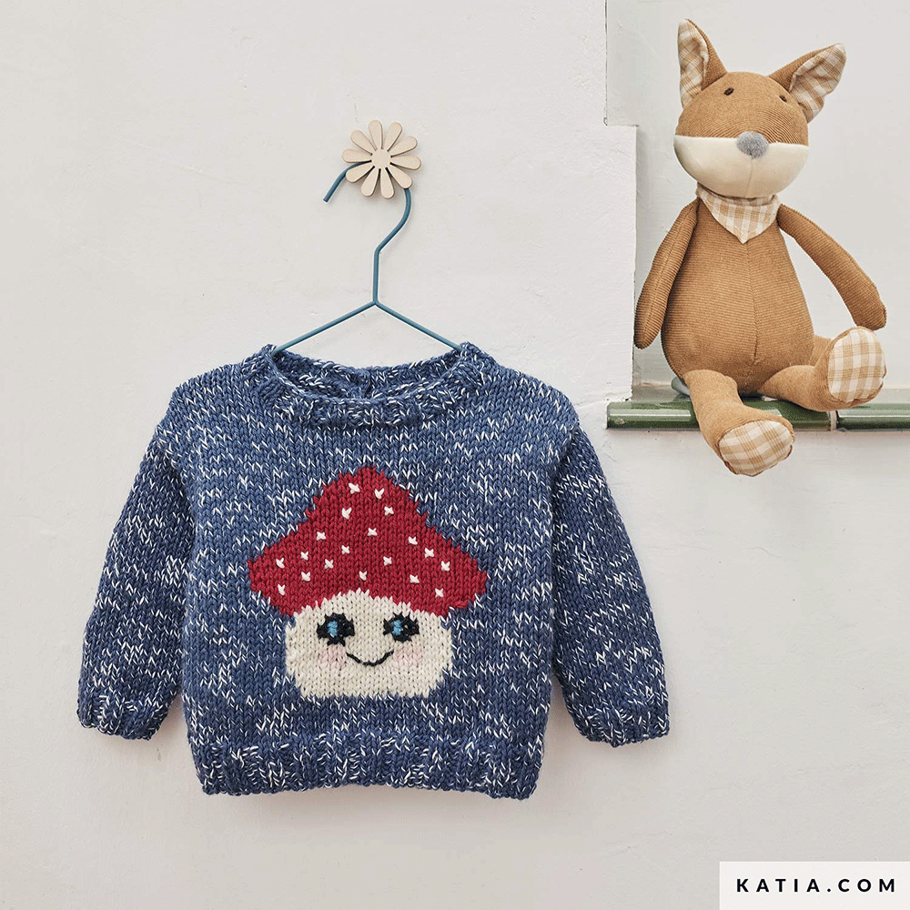 Patroon breien haken baby trui herfst winter katia — gemaakt met Katia Basic Merino 088 (4)