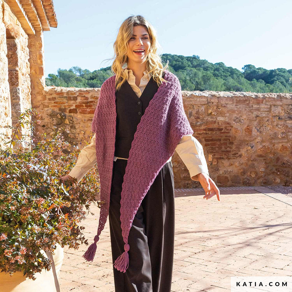 Patroon breien haken dames stola herfst winter katia — gemaakt met Katia Basic Merino 088 (4)