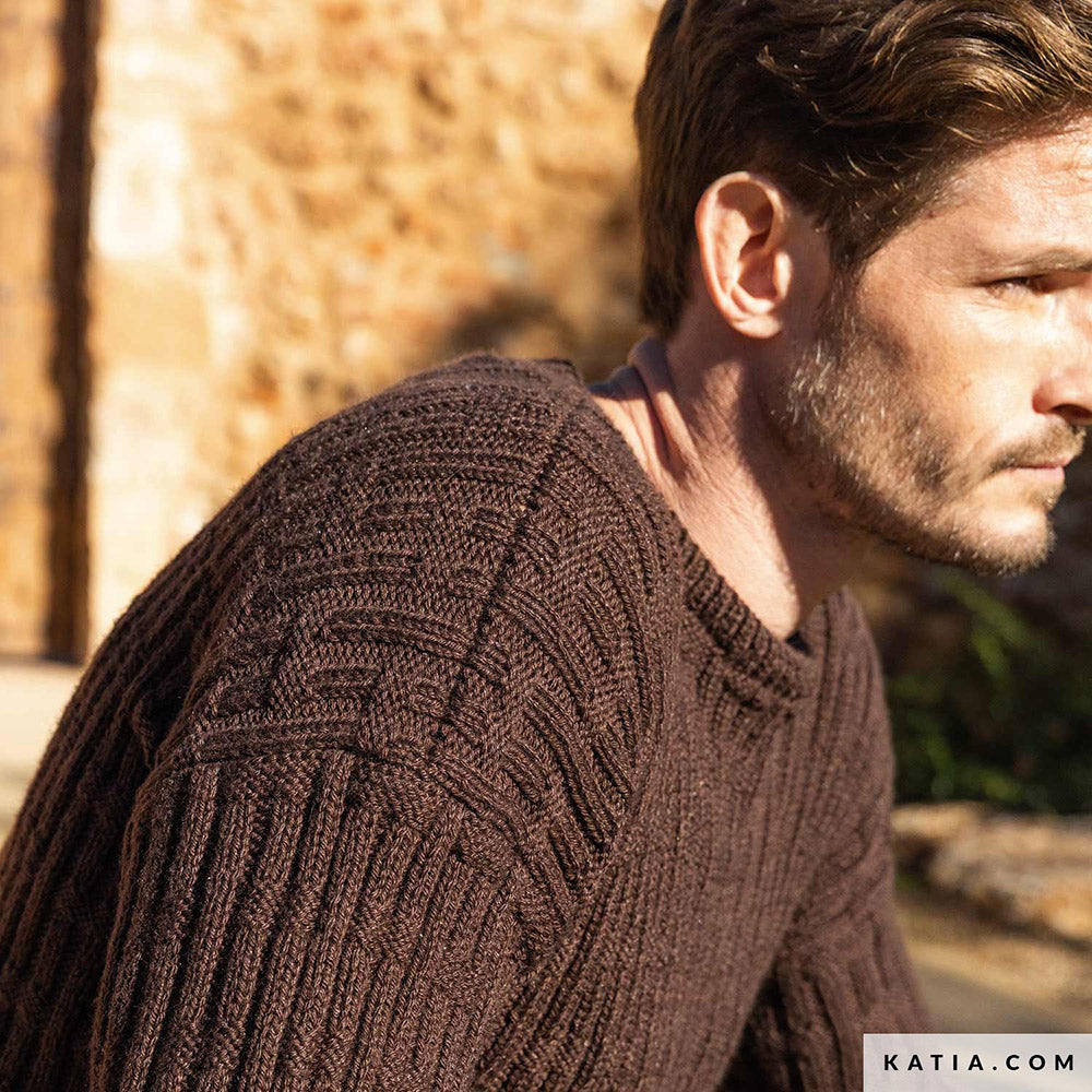 Patroon breien haken heren trui herfst winter katia — gemaakt met Katia Basic Merino 090 (5)