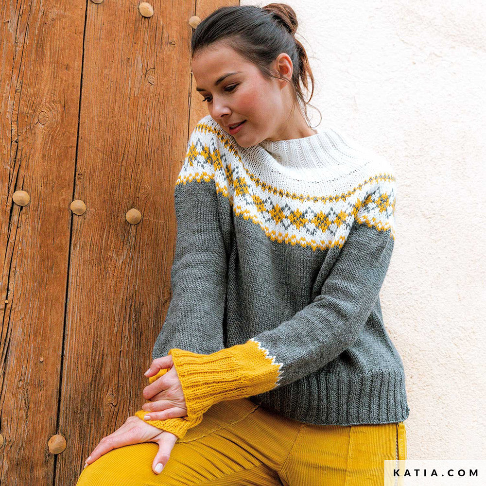 Patroon breien haken dames trui herfst winter katia — gemaakt met Katia Basic Merino 090 (5)