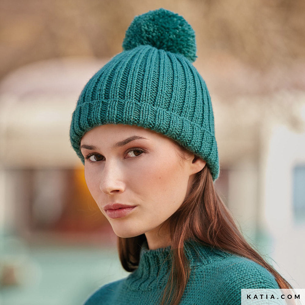 Patroon breien haken dames muts herfst winter katia — gemaakt met Katia Basic Merino 094