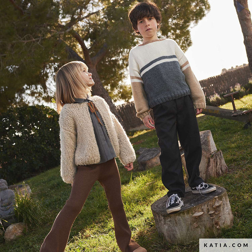 Patroon breien haken kinderen trui herfst winter katia — gemaakt met Katia Basic Merino 094 (6)