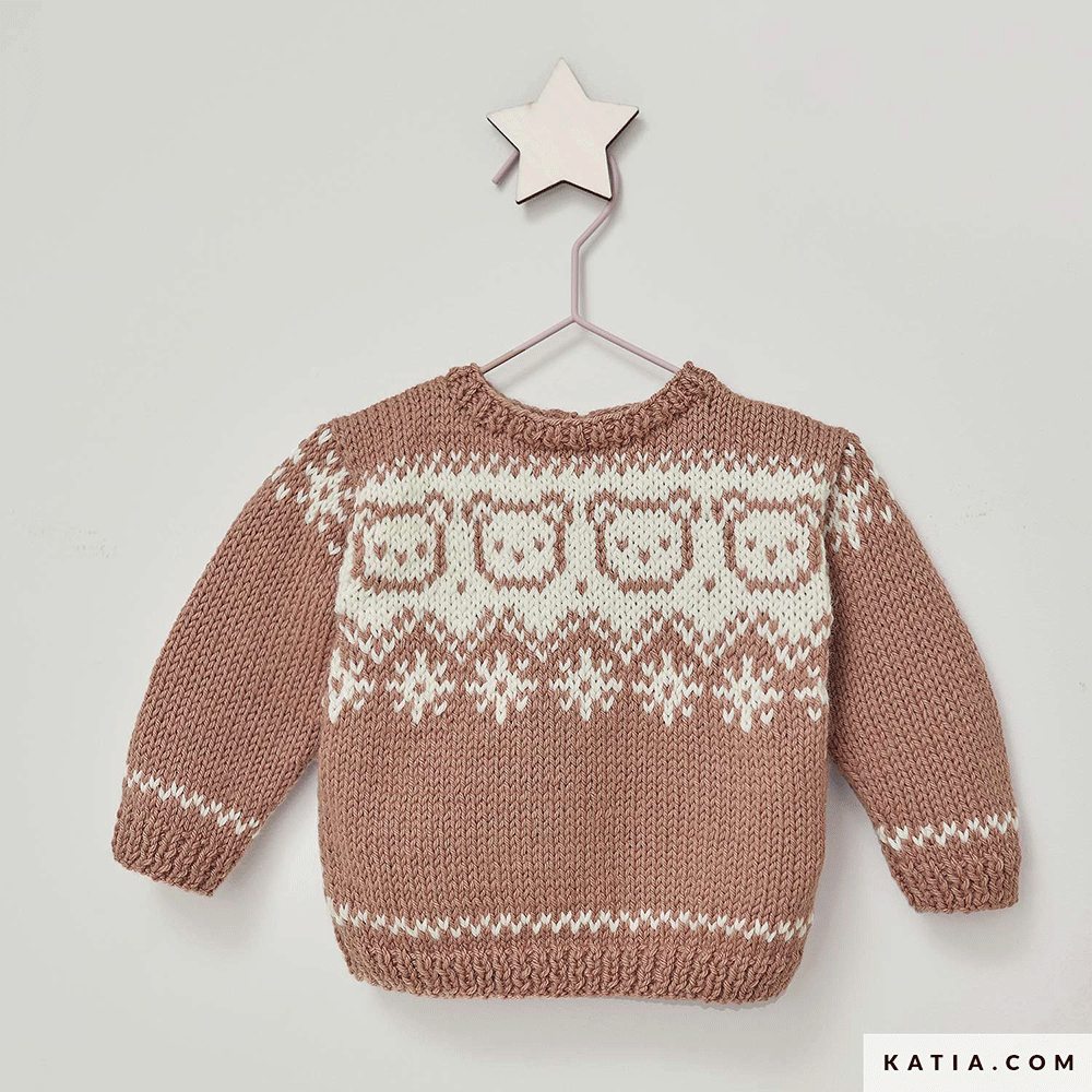 Patroon breien haken baby trui herfst winter katia — gemaakt met Katia Basic Merino 094