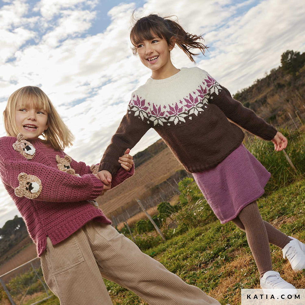Patroon breien haken kinderen trui herfst winter katia — gemaakt met Katia Basic Merino 097 (2)