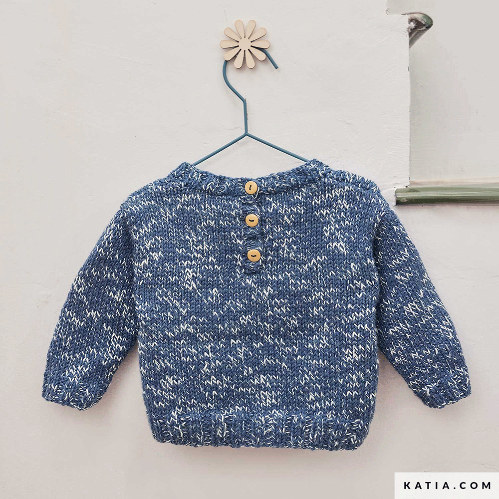 Patroon breien haken baby trui herfst winter katia — gemaakt met Katia Basic Merino 098 (5)