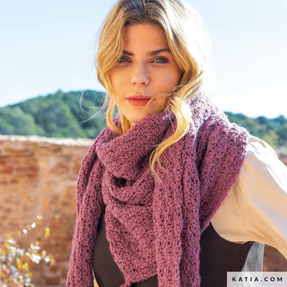 Patroon breien haken dames stola herfst winter katia — gemaakt met Katia Basic Merino 099 (3)