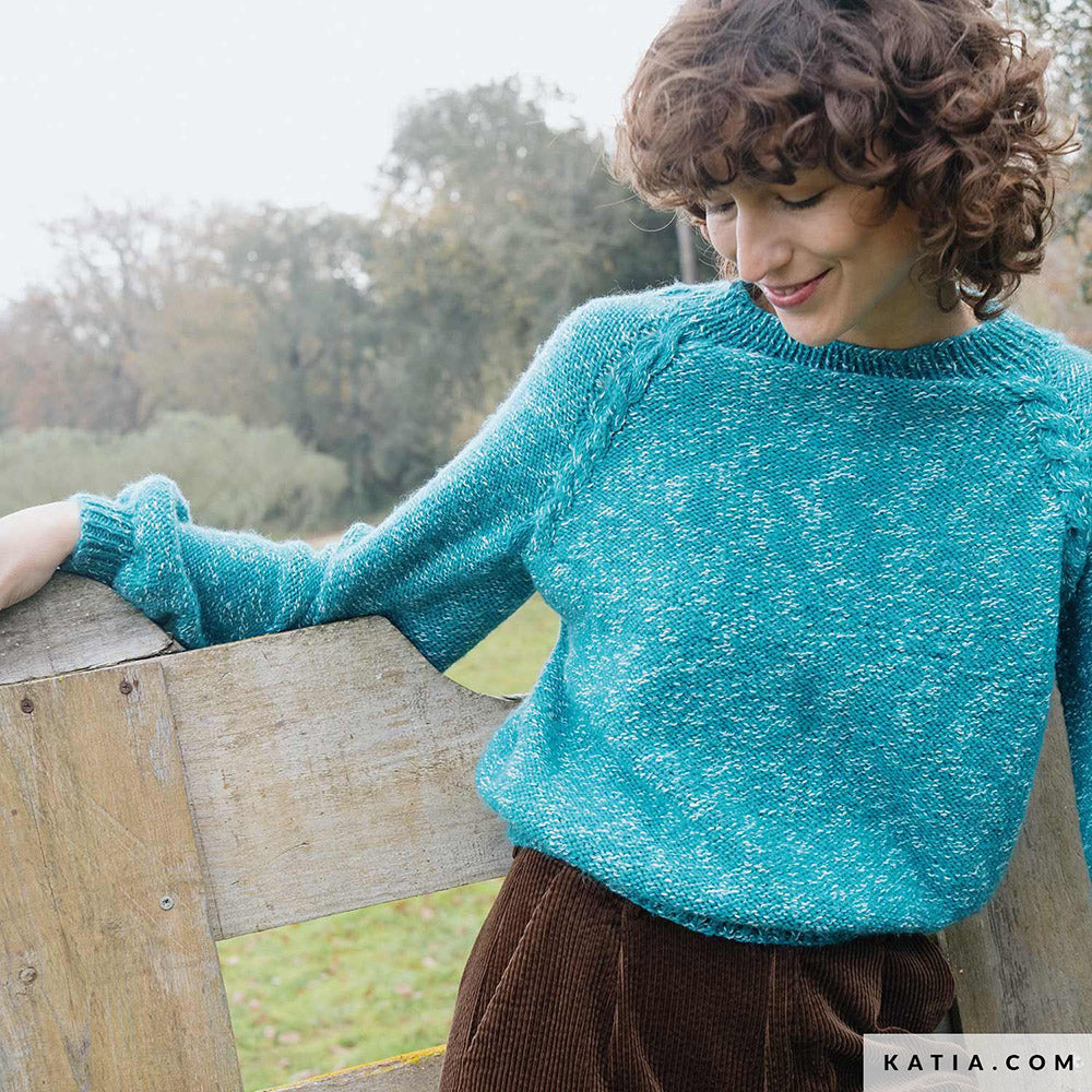 Patroon breien haken dames trui herfst winter katia — gemaakt met Katia Basic Merino Popcorn (5)