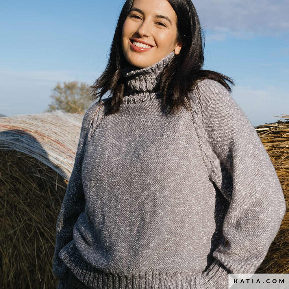 Patroon breien haken dames trui herfst winter katia — gemaakt met Katia Basic Merino Popcorn (11)