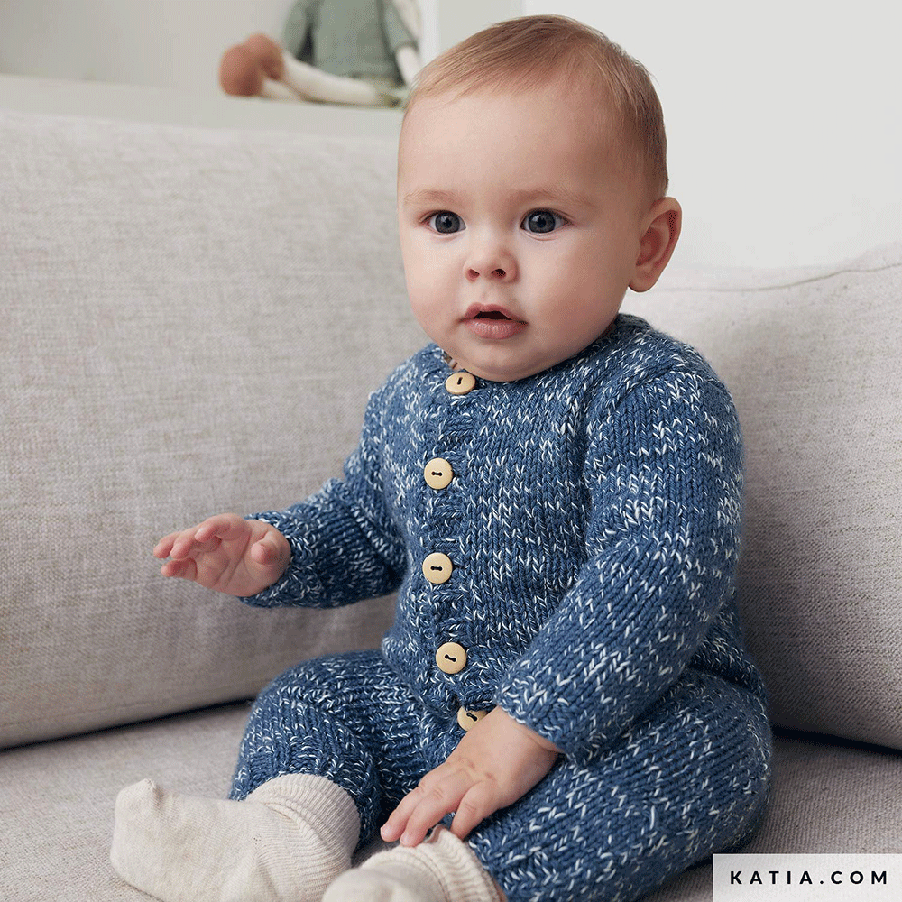 Patroon breien haken baby kruippakje herfst winter katia — gemaakt met Katia Basic Merino Popcorn (3)