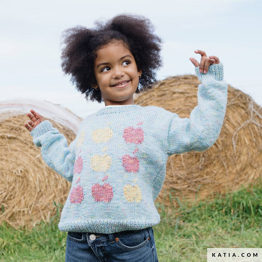 Patroon breien haken kinderen trui herfst winter katia — gemaakt met Katia Basic Merino Popcorn (2)