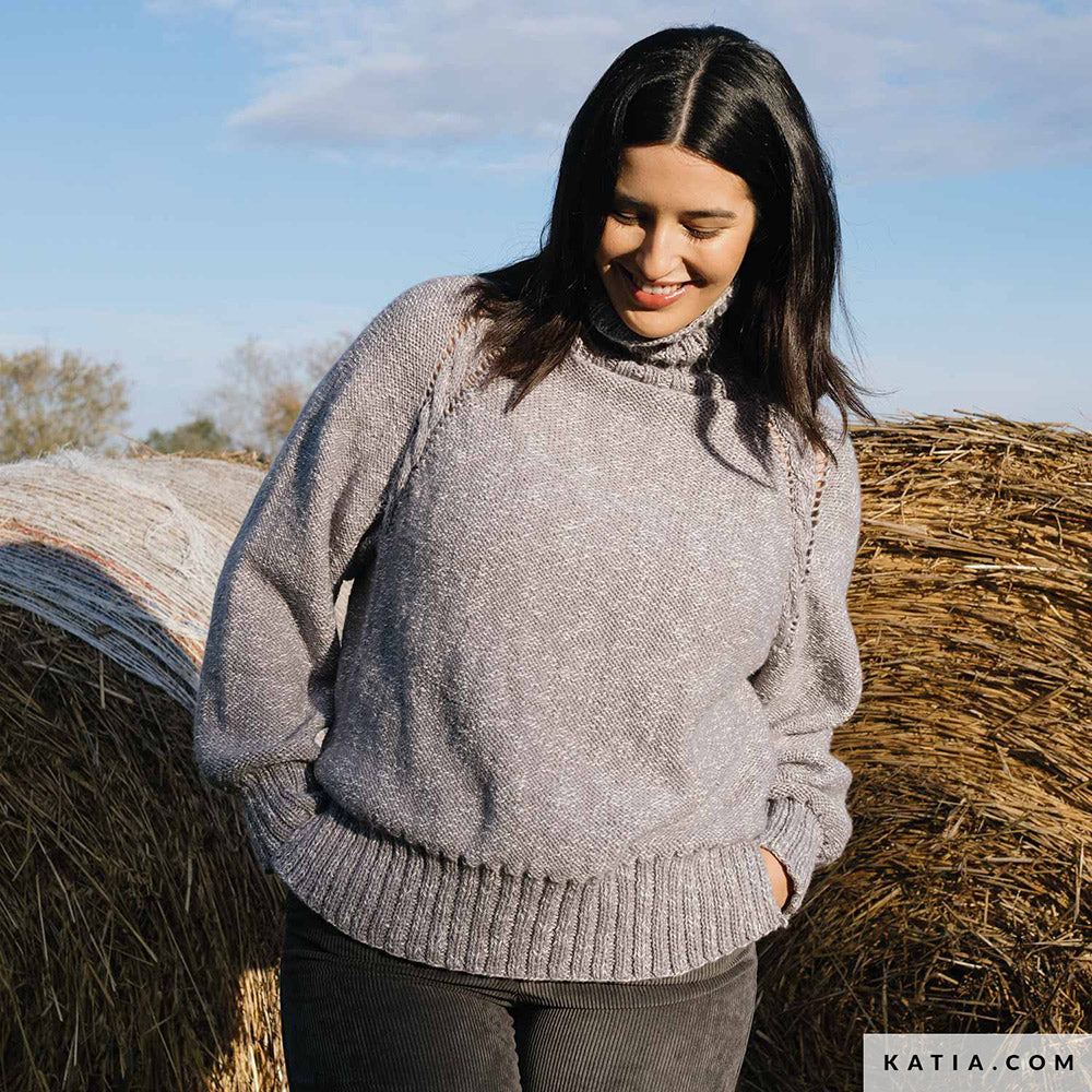 Patroon breien haken dames trui herfst winter katia — gemaakt met Katia Basic Merino Popcorn (10)