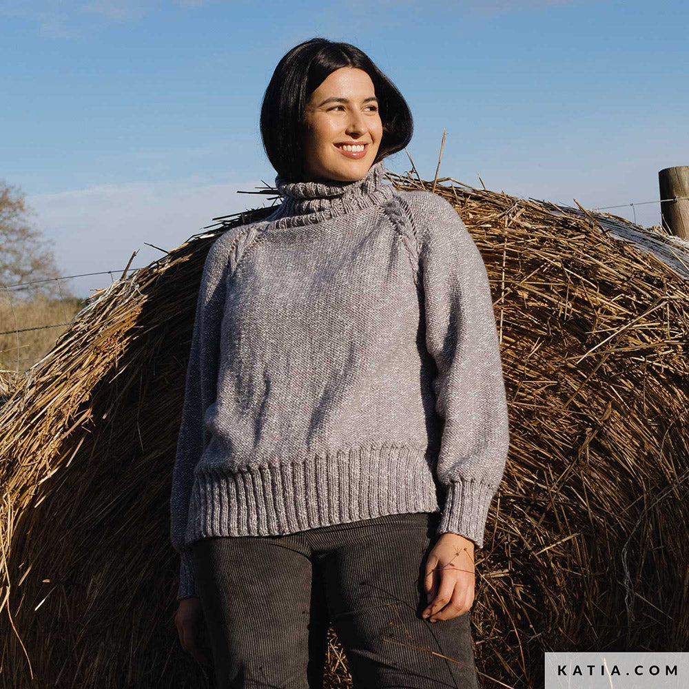Patroon breien haken dames trui herfst winter katia — gemaakt met Katia Basic Merino Popcorn (16)