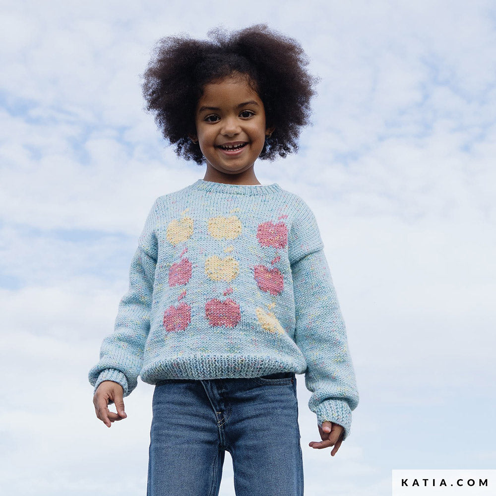 Patroon breien haken kinderen trui herfst winter katia — gemaakt met Katia Basic Merino Popcorn (8)