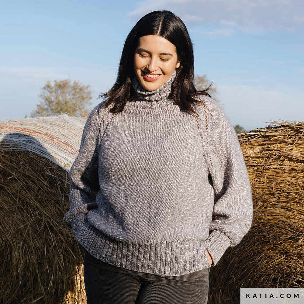 Patroon breien haken dames trui herfst winter katia — gemaakt met Katia Basic Merino Popcorn (17)