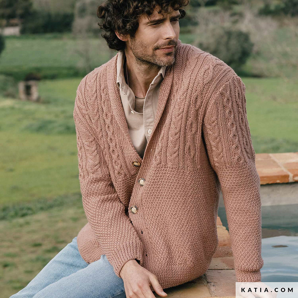Patroon breien haken heren jas herfst winter katia — gemaakt met Katia Big Merino (3)