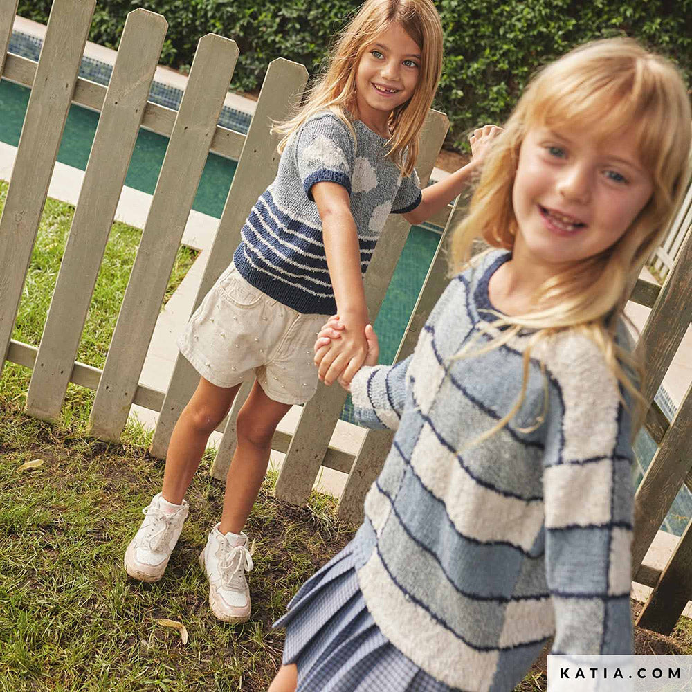 Patroon breien haken kinderen trui lente zomer katia — gemaakt met Katia Blue Jeans II (3)