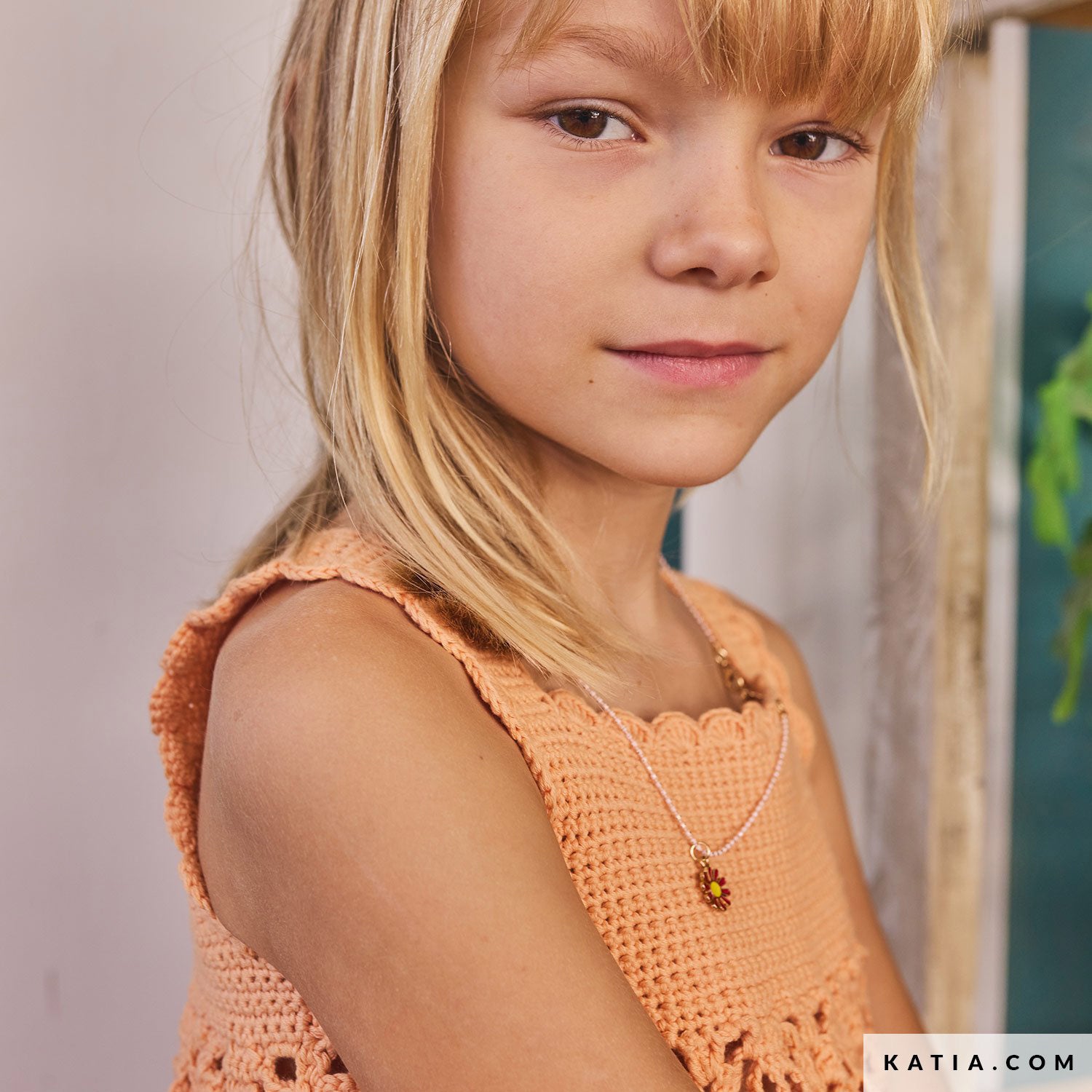 Patroon breien haken kinderen topje lente zomer katia — gemaakt met Katia Capri 82177 Varen Groen (5)