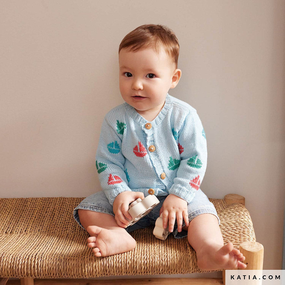 Patroon breien haken baby jas lente zomer katia — gemaakt met Katia Capri 82186 Bruin Beige (2)