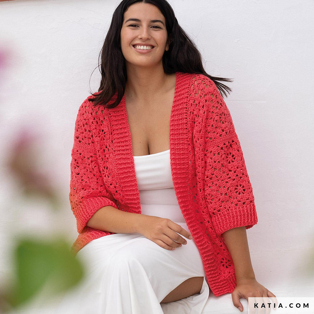 Patroon breien haken dames jas lente zomer katia — gemaakt met Katia Cotton 100% (6)