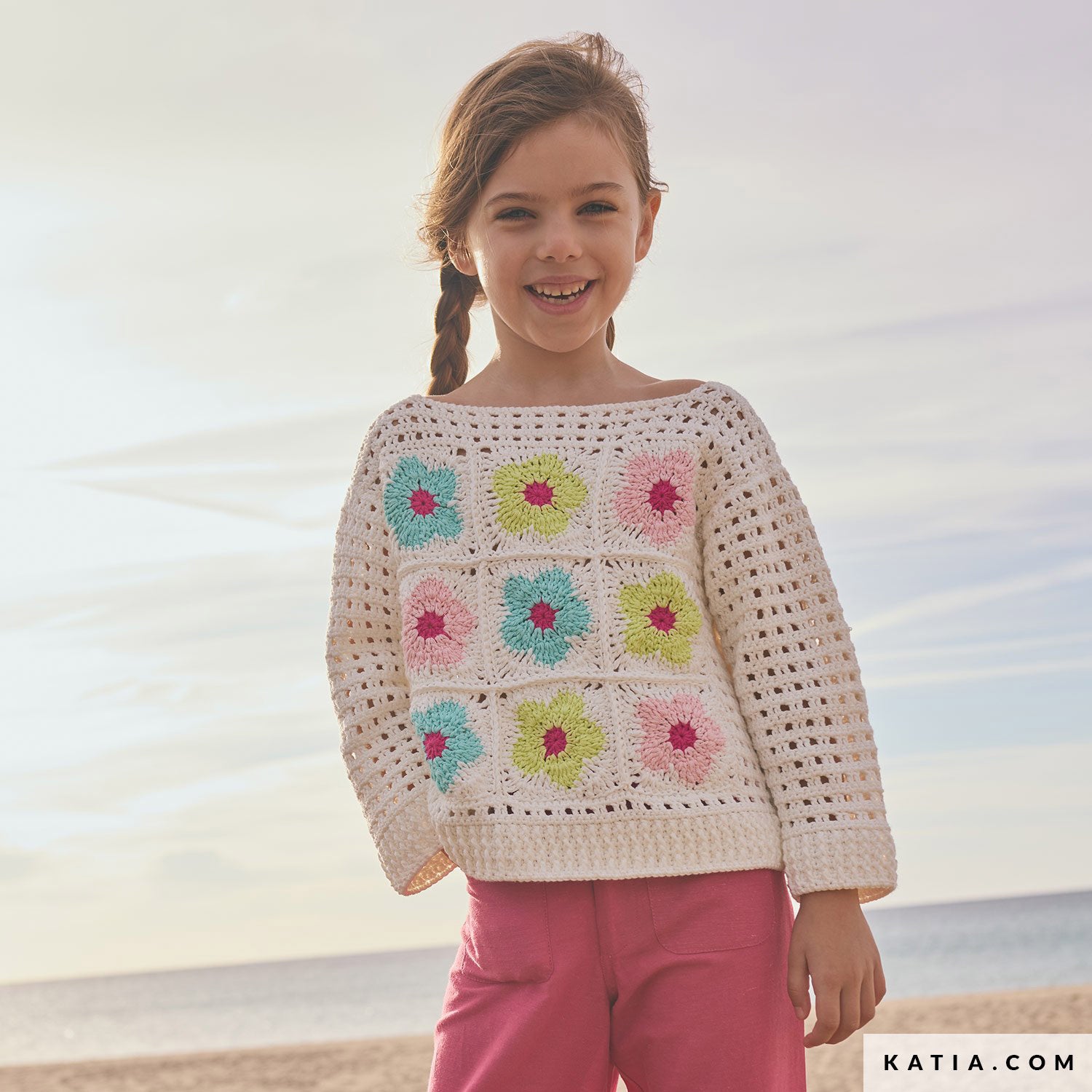 Patroon breien haken kinderen trui lente zomer katia — gemaakt met Katia Cotton 100% (8)