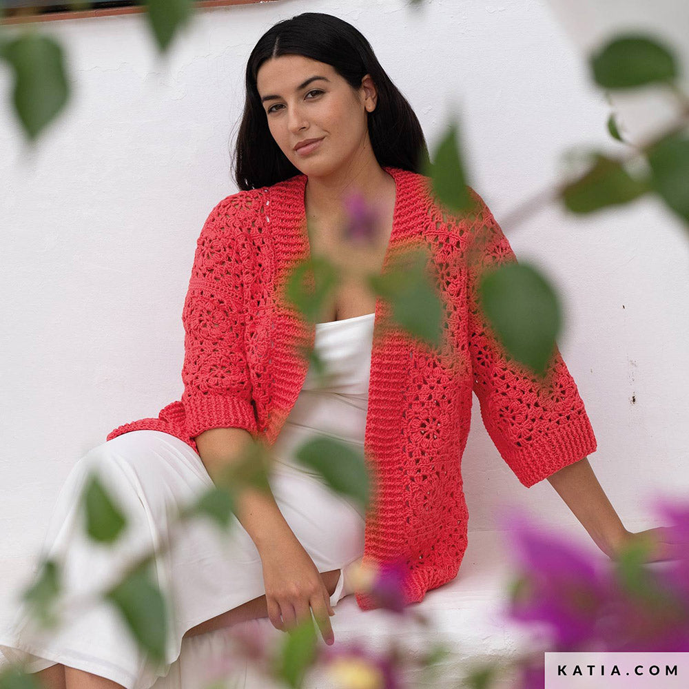 Patroon breien haken dames jas lente zomer katia — gemaakt met Katia Cotton 100% (5)