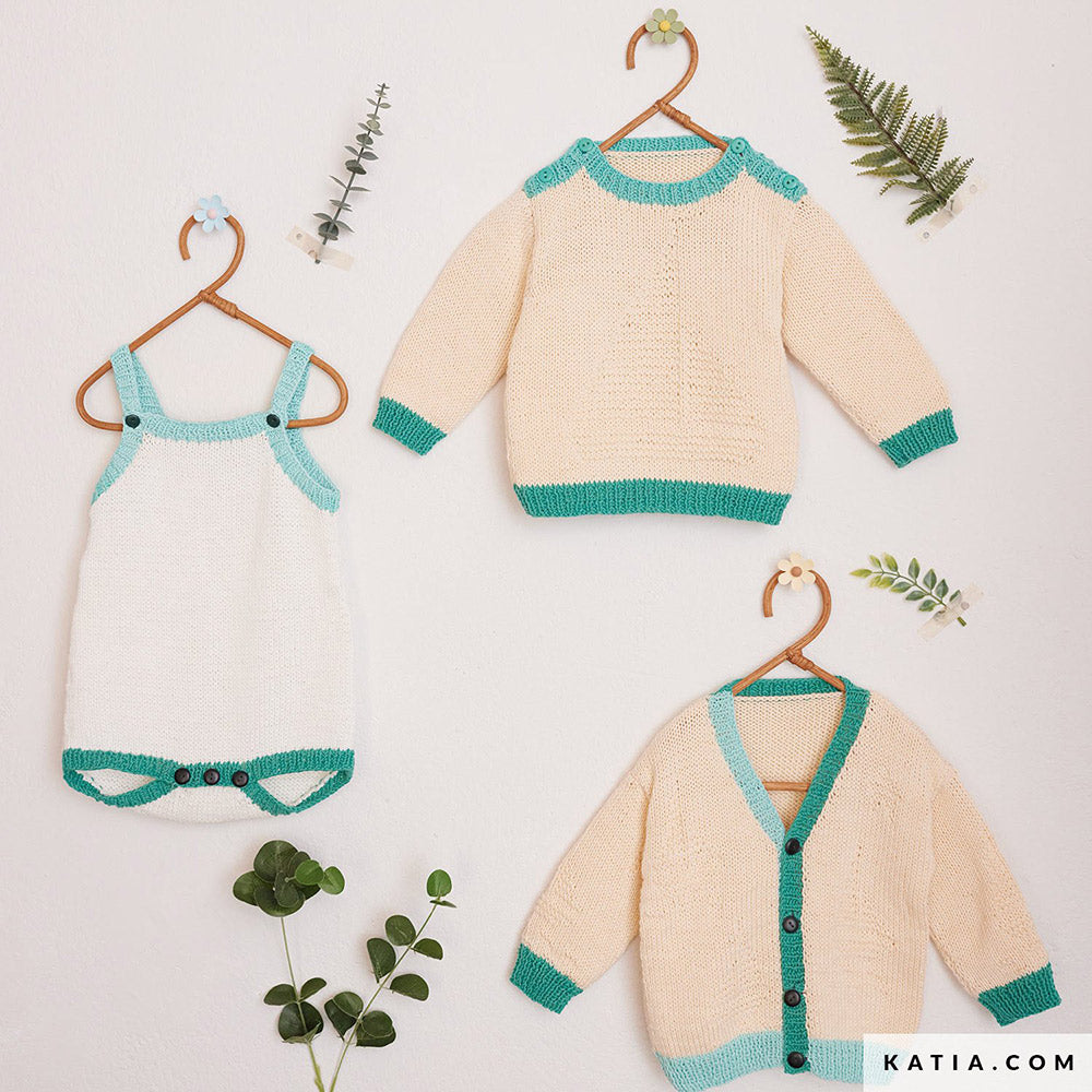 Patroon breien haken baby jas lente zomer katia — gemaakt met Katia Cotton 100%