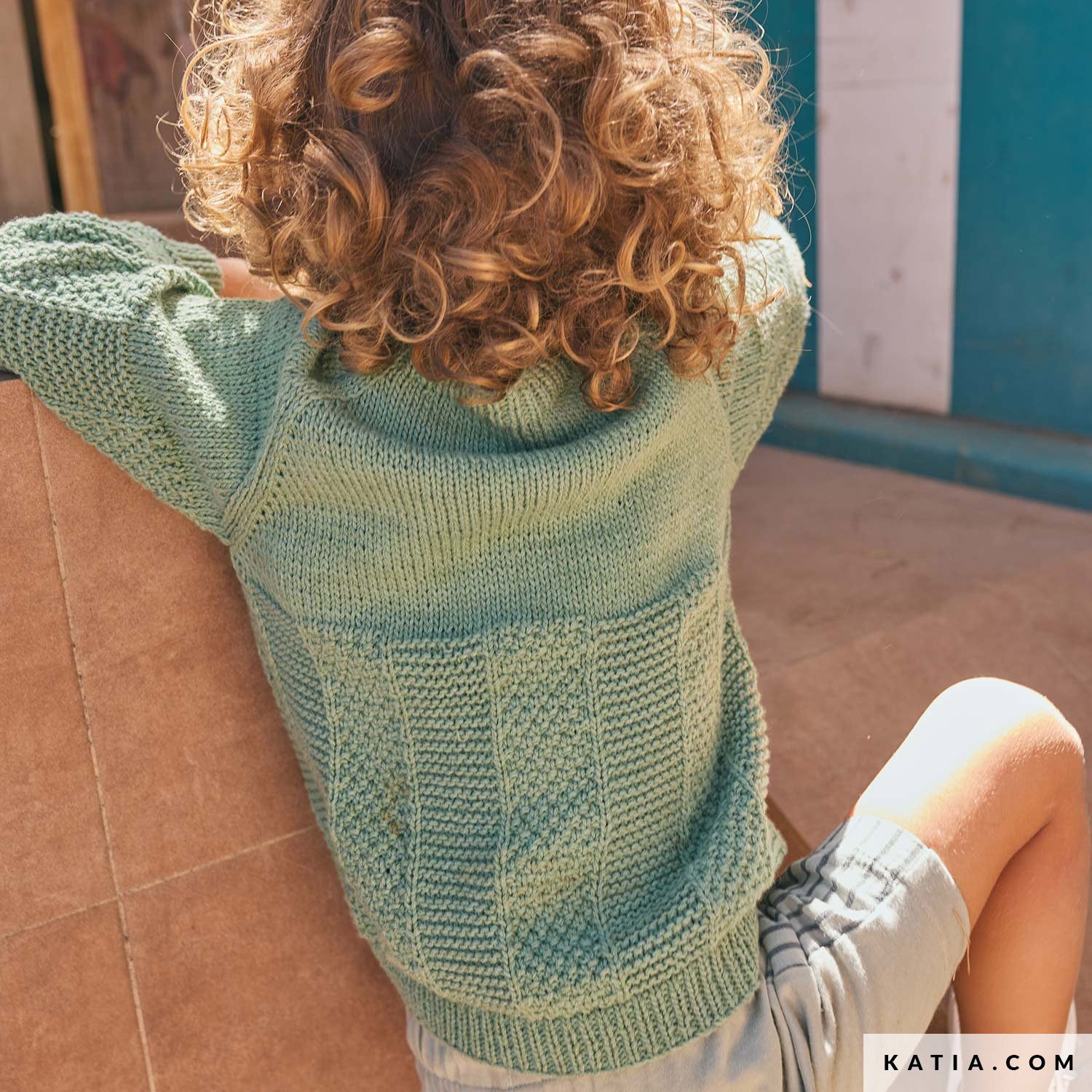 Patroon breien haken kinderen trui lente zomer katia — gemaakt met Katia Cotton-Camel
