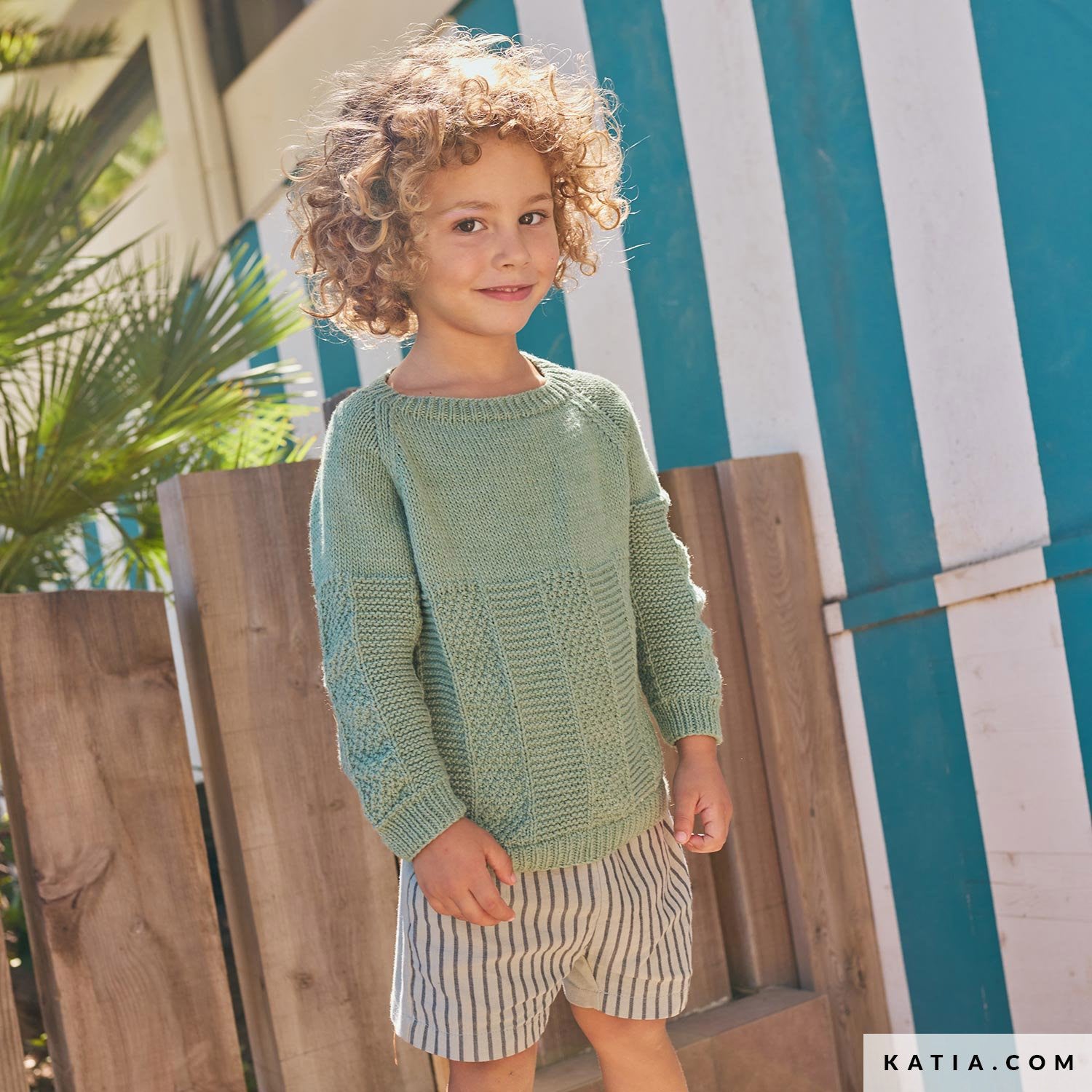 Patroon breien haken kinderen trui lente zomer katia — gemaakt met Katia Cotton-Camel (4)