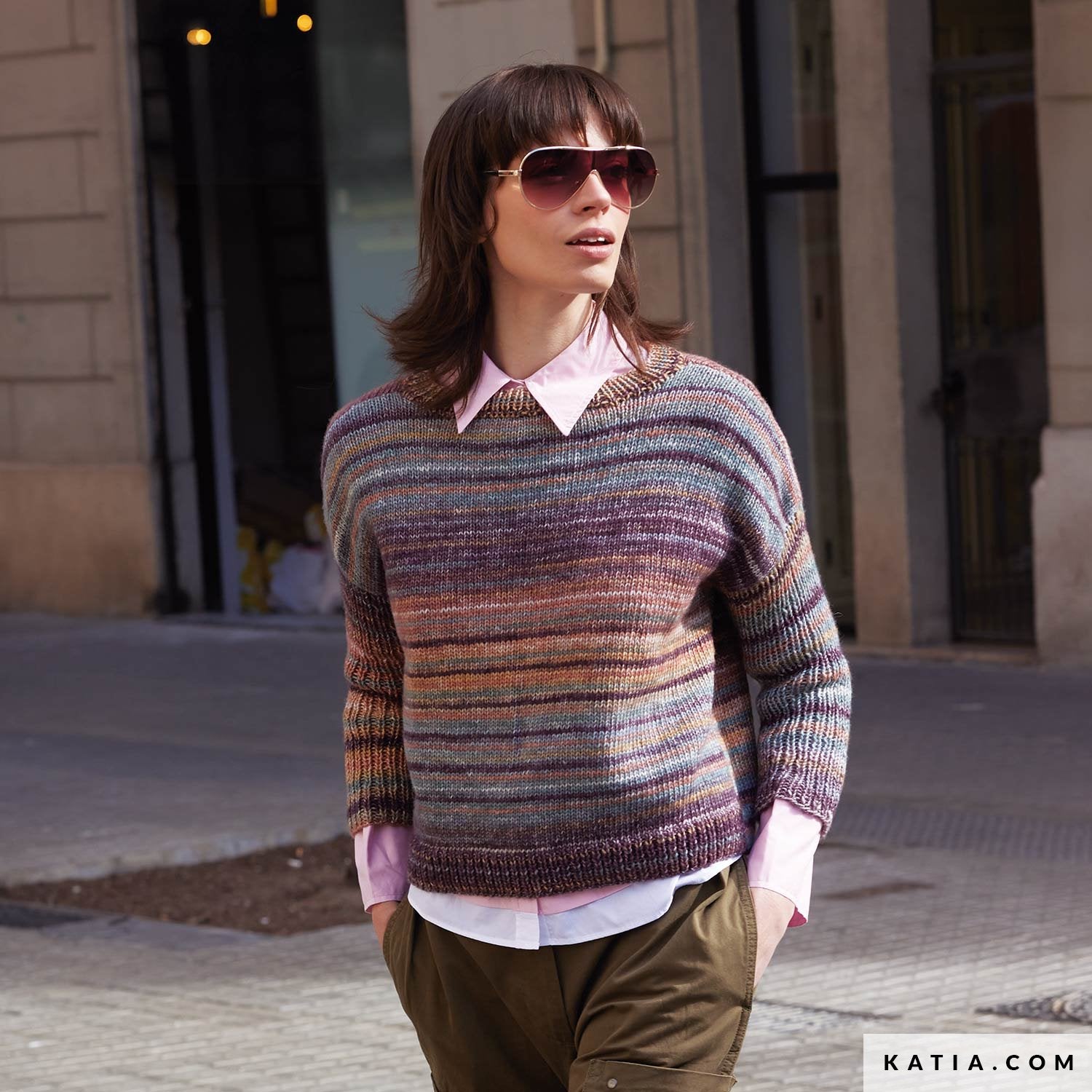 Patroon breien haken dames trui herfst winter katia — gemaakt met Katia Cotton-Merino Paradiso (10)