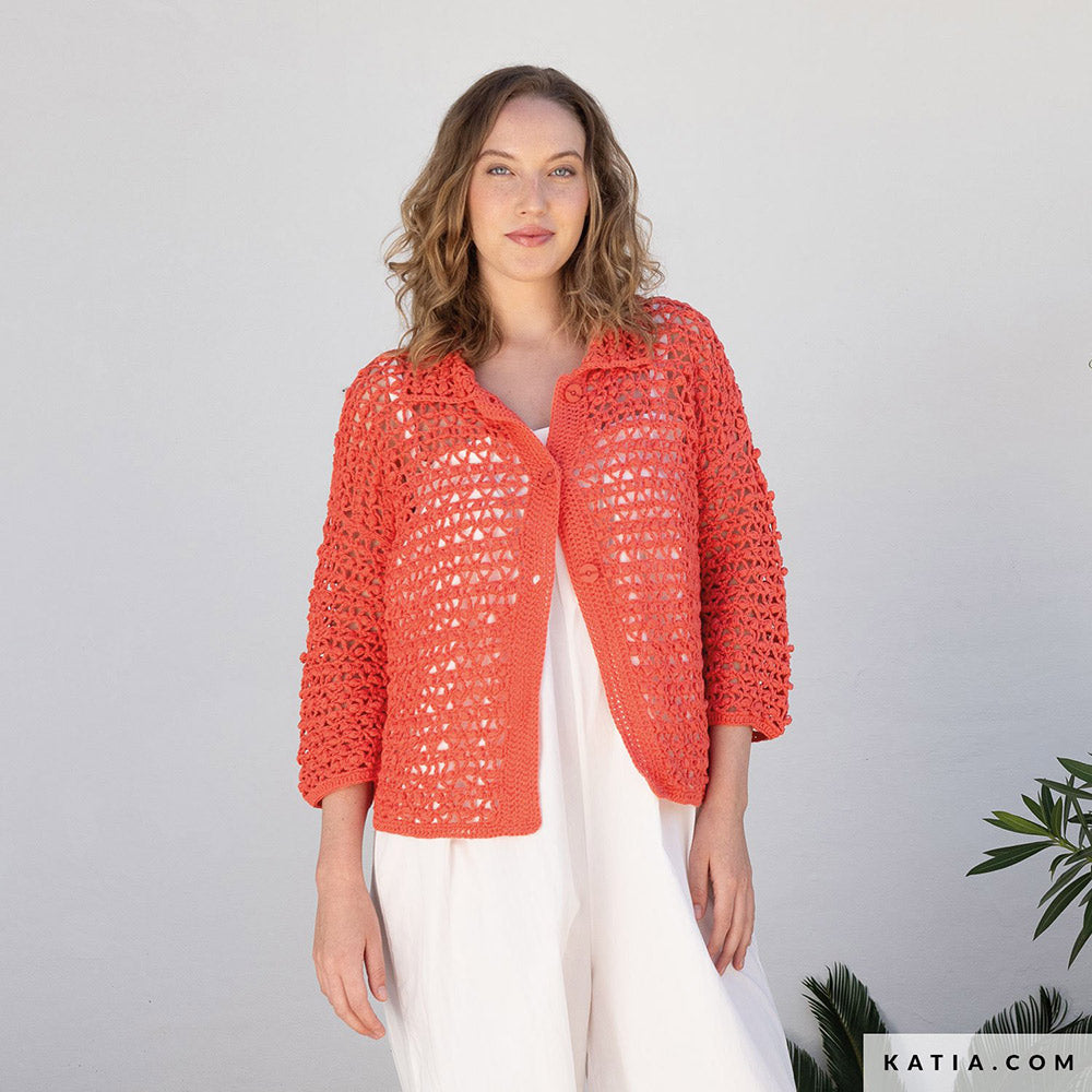 Patroon breien haken dames jas lente zomer katia — gemaakt met Katia Fair Cotton (16)
