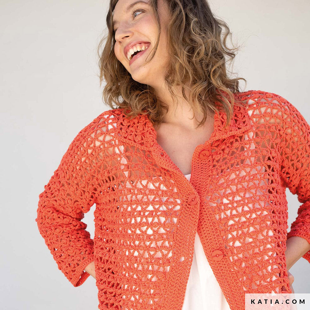 Patroon breien haken dames jas lente zomer katia — gemaakt met Katia Fair Cotton (12)