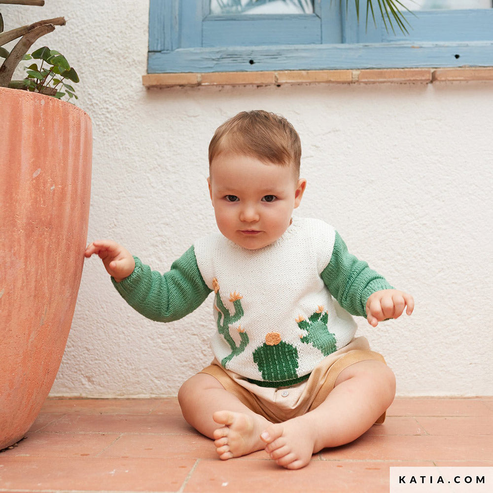 Patroon breien haken baby trui lente zomer katia — gemaakt met Katia Fair Cotton (5)