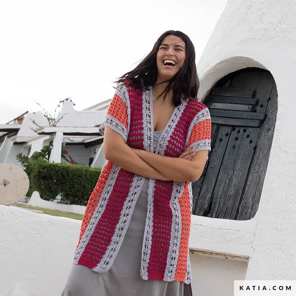 Patroon breien haken dames jas lente zomer katia — gemaakt met Katia Fair Cotton