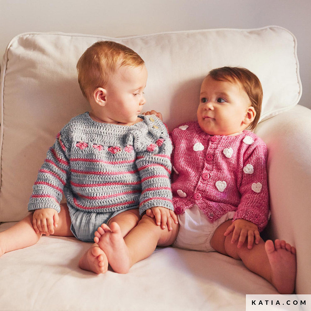 Patroon breien haken baby jas lente zomer katia — gemaakt met Katia Fair Cotton