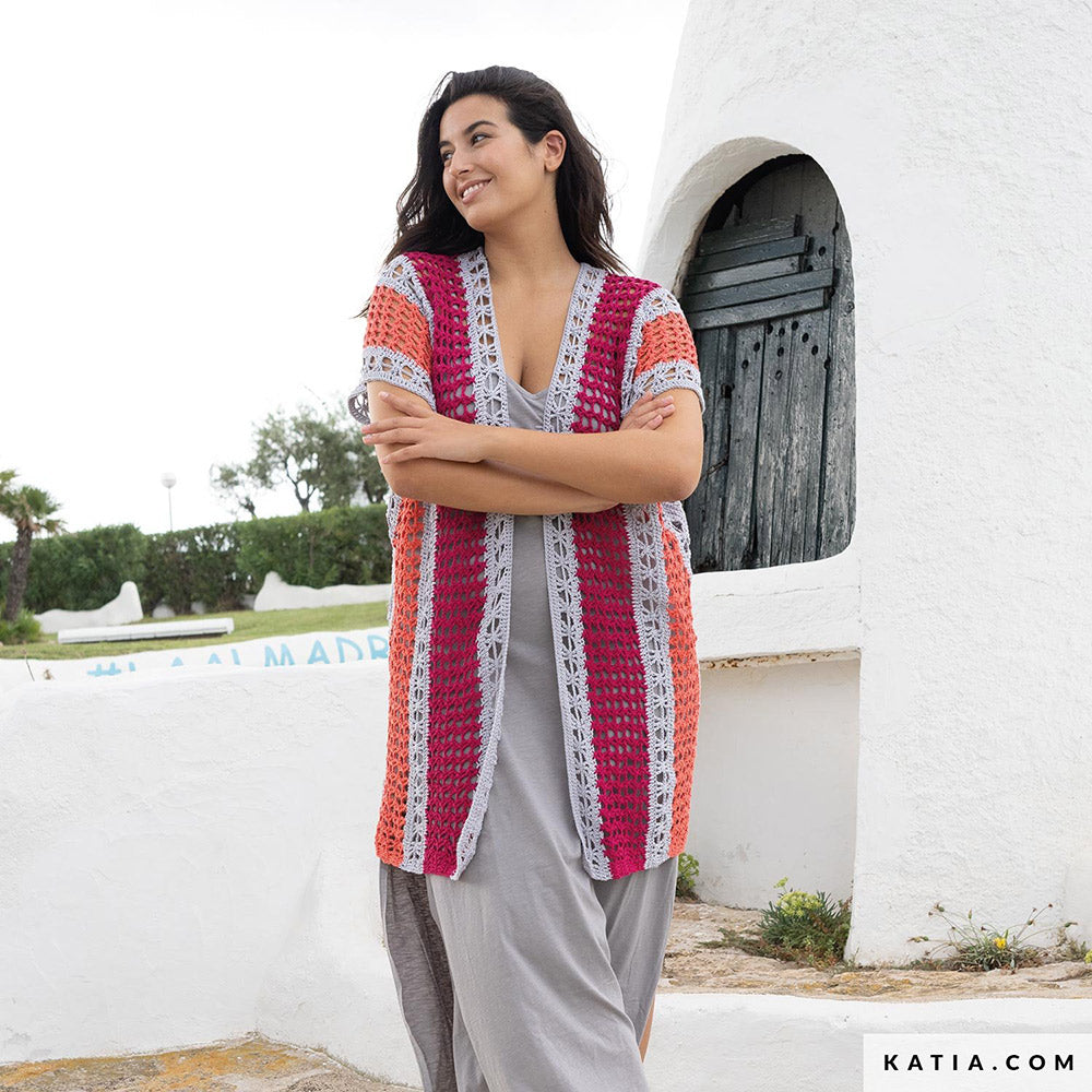 Patroon breien haken dames jas lente zomer katia — gemaakt met Katia Fair Cotton (7)
