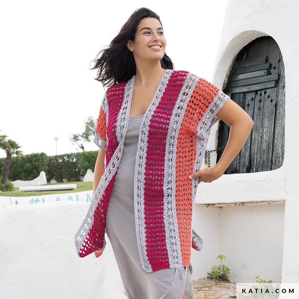 Patroon breien haken dames jas lente zomer katia — gemaakt met Katia Fair Cotton (9)