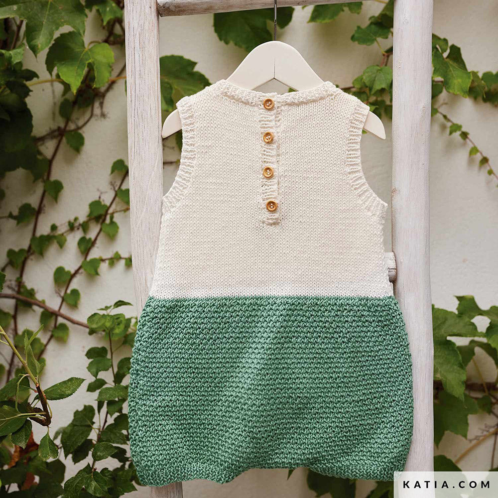 Patroon breien haken baby romper lente zomer katia — gemaakt met Katia Fair Cotton (2)