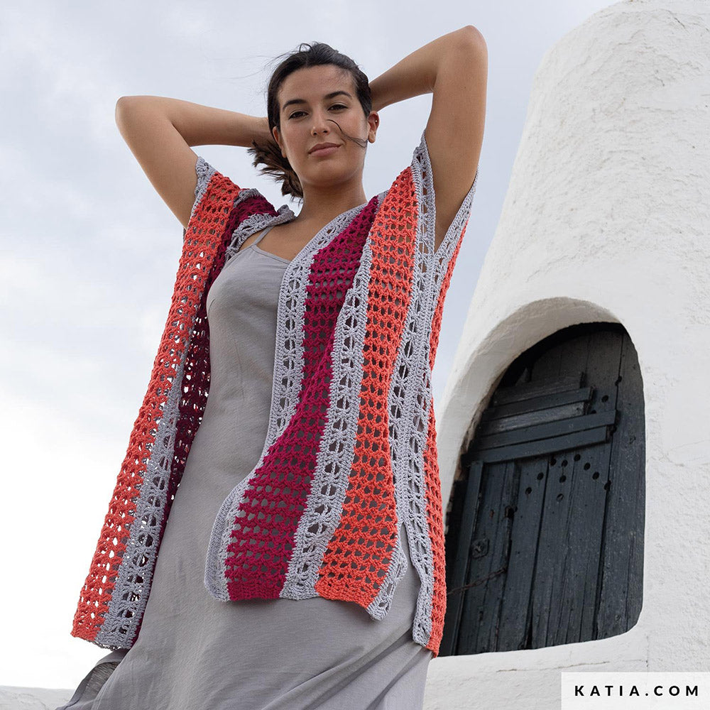 Patroon breien haken dames jas lente zomer katia — gemaakt met Katia Fair Cotton (3)