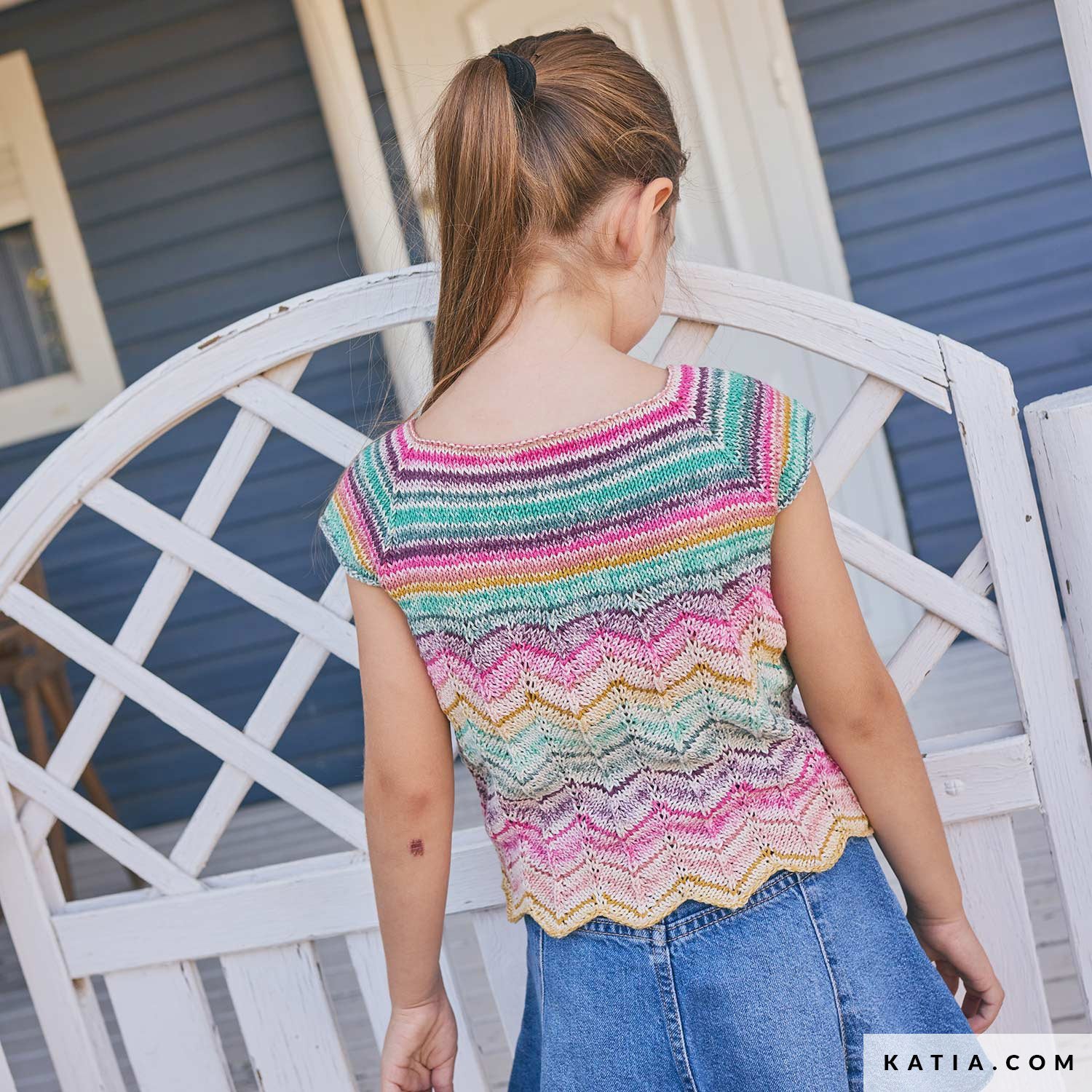 Patroon breien haken kinderen shirt lente zomer katia — gemaakt met Katia Fair Cotton Arlequino (2)