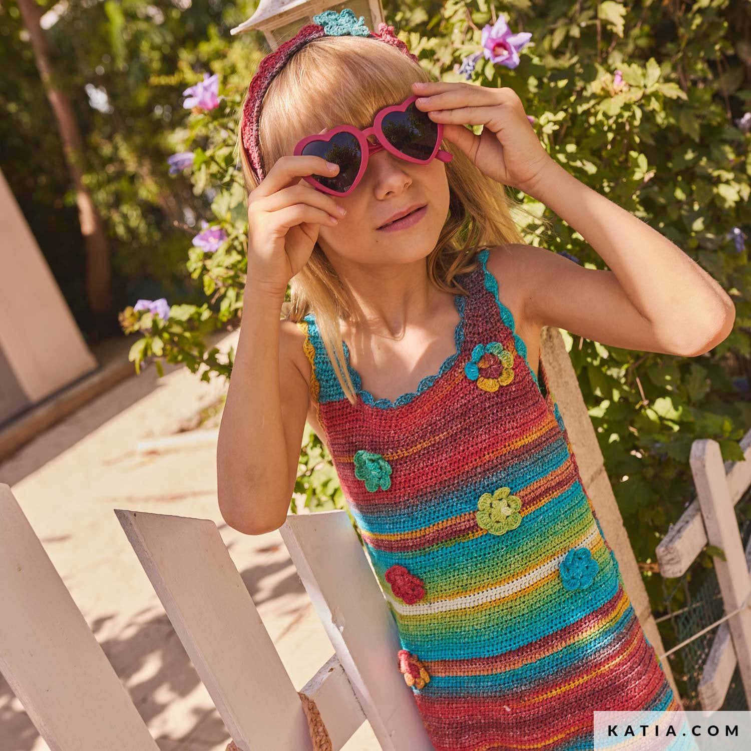 Patroon breien haken kinderen diadeem lente zomer katia — gemaakt met Katia Fair Cotton Stretch