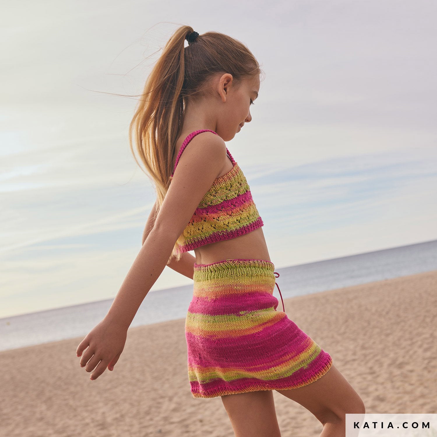 Patroon breien haken kinderen topje lente zomer katia — gemaakt met Katia Menfis Color (2)